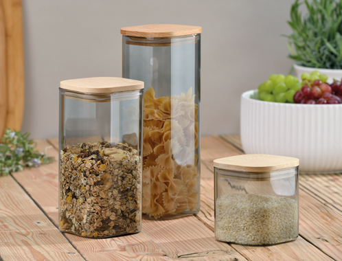 Vorratsgläser Nea mit getöntem Glas sorgen für Ordnung